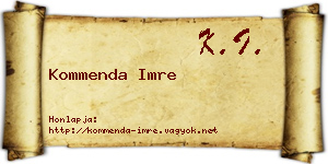 Kommenda Imre névjegykártya
